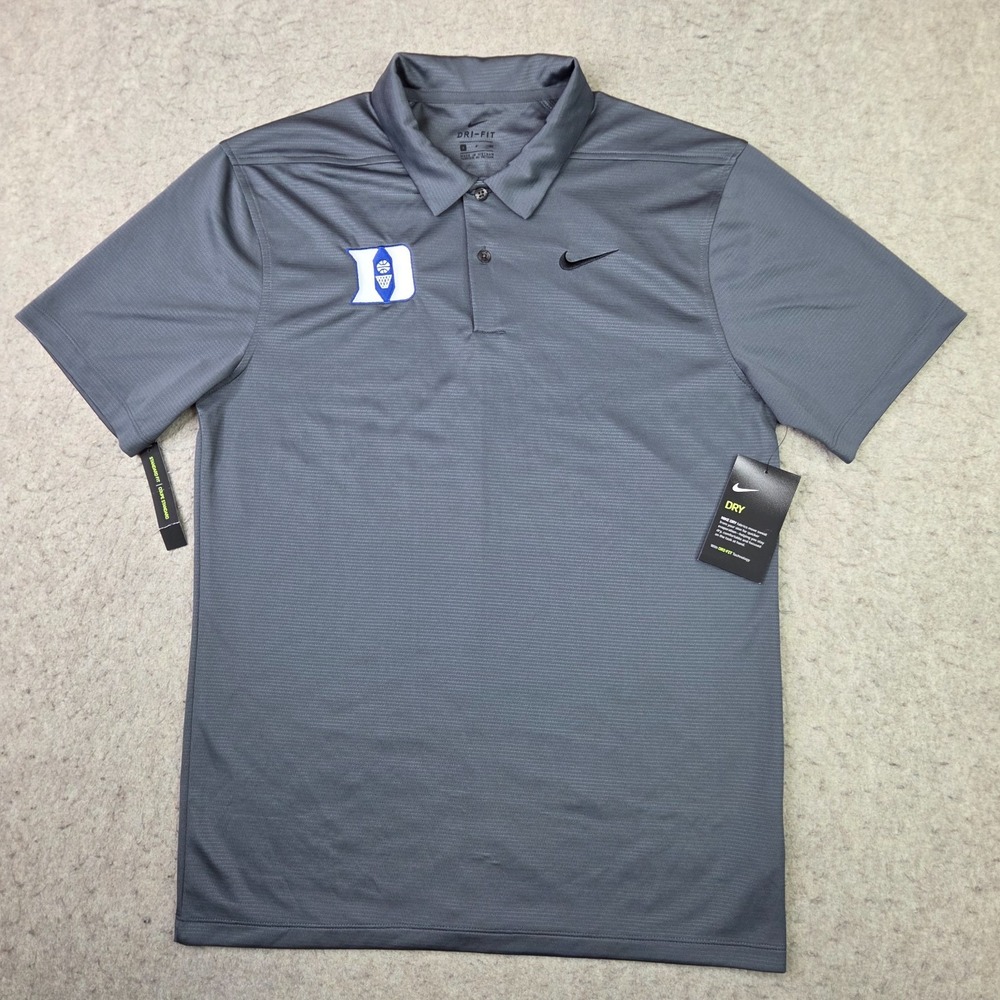 Duke Blue Devils Nike Polo Shirt Mens Small Gray Stretch Dri-Fit AJ5479-021 NEW